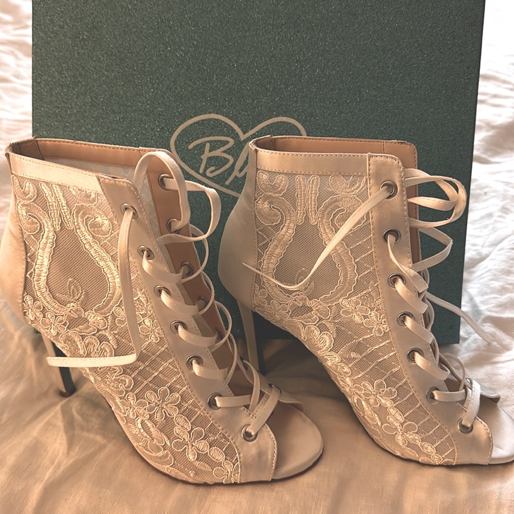 Size 7.5 Blue by Betsey Johnson bridal heels